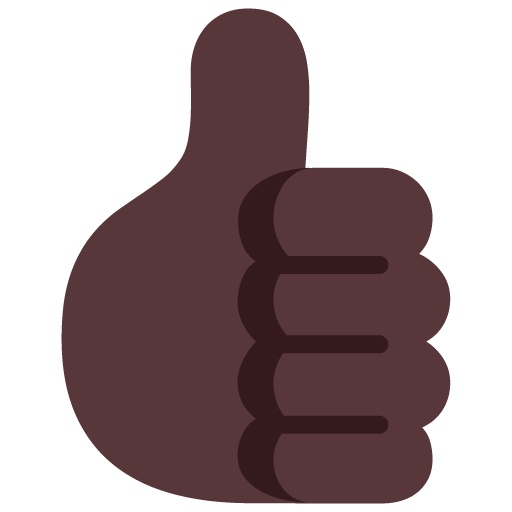 Microsoft design of the thumbs up: dark skin tone emoji verson:Windows-11-22H2