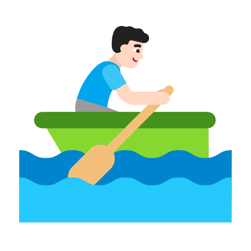 Microsoft design of the man rowing boat: light skin tone emoji verson:Windows-11-23H2