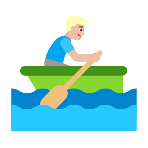 Microsoft design of the man rowing boat: medium-light skin tone emoji verson:Windows-11-23H2