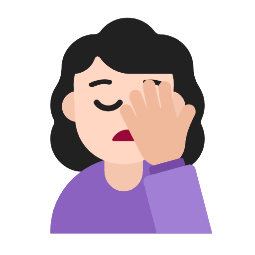 Microsoft design of the woman facepalming: light skin tone emoji verson:Windows-11-23H2