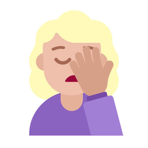 Microsoft design of the woman facepalming: medium-light skin tone emoji verson:Windows-11-23H2