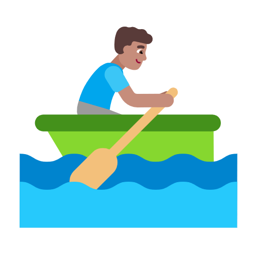Microsoft design of the man rowing boat: medium skin tone emoji verson:Windows-11-23H2