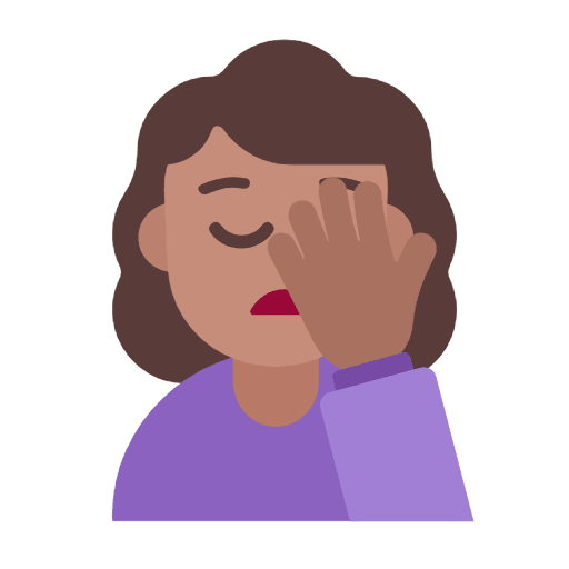 Microsoft design of the woman facepalming: medium skin tone emoji verson:Windows-11-23H2