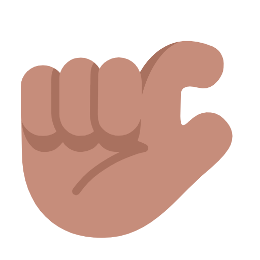 Microsoft design of the pinching hand: medium skin tone emoji verson:Windows-11-23H2