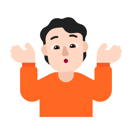 Microsoft design of the person shrugging: light skin tone emoji verson:Windows-11-23H2