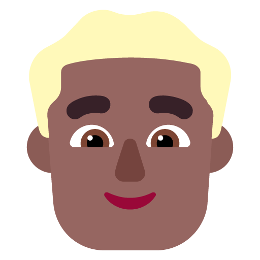 Microsoft design of the man: medium-dark skin tone blond hair emoji verson:Windows-11-22H2