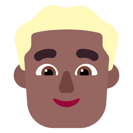 Microsoft design of the man: medium-dark skin tone blond hair emoji verson:Windows-11-22H2
