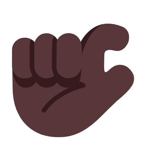 Microsoft design of the pinching hand: dark skin tone emoji verson:Windows-11-23H2
