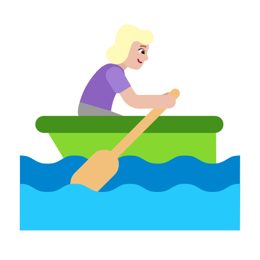 Microsoft design of the woman rowing boat: medium-light skin tone emoji verson:Windows-11-23H2