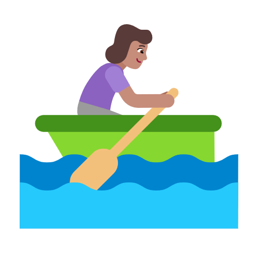 Microsoft design of the woman rowing boat: medium skin tone emoji verson:Windows-11-23H2