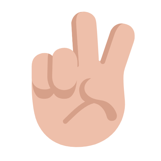 Microsoft design of the victory hand: medium-light skin tone emoji verson:Windows-11-23H2