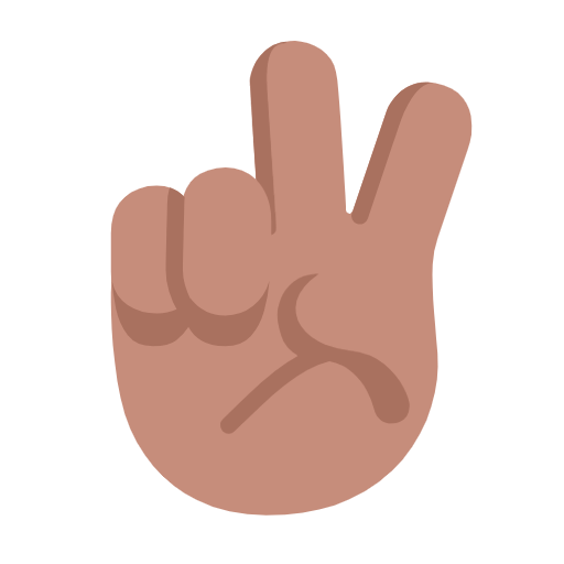 Microsoft design of the victory hand: medium skin tone emoji verson:Windows-11-23H2