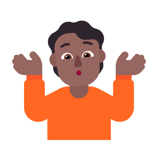 Microsoft design of the person shrugging: medium-dark skin tone emoji verson:Windows-11-23H2