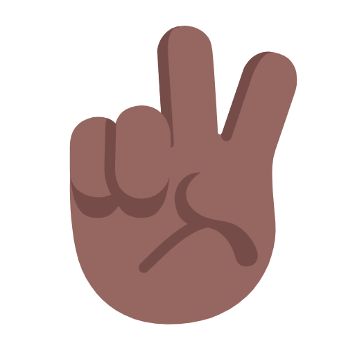Microsoft design of the victory hand: medium-dark skin tone emoji verson:Windows-11-23H2