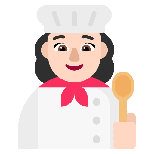 Microsoft design of the woman cook: light skin tone emoji verson:Windows-11-22H2