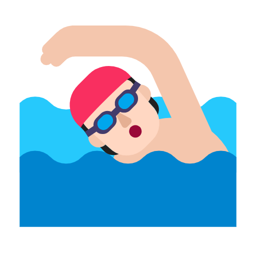 Microsoft design of the person swimming: light skin tone emoji verson:Windows-11-23H2