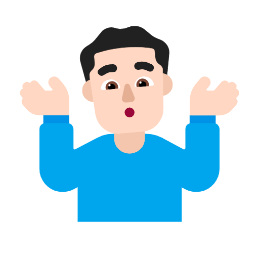 Microsoft design of the man shrugging: light skin tone emoji verson:Windows-11-23H2