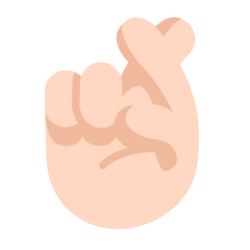 Microsoft design of the crossed fingers: light skin tone emoji verson:Windows-11-23H2
