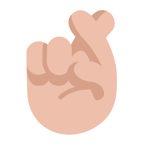 Microsoft design of the crossed fingers: medium-light skin tone emoji verson:Windows-11-23H2