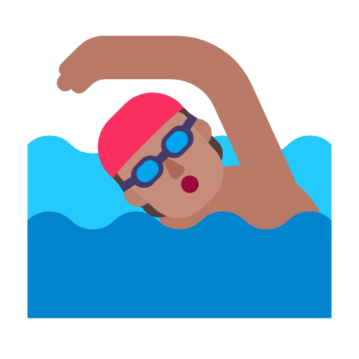 Microsoft design of the person swimming: medium skin tone emoji verson:Windows-11-23H2
