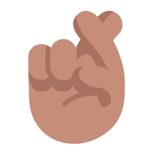 Microsoft design of the crossed fingers: medium skin tone emoji verson:Windows-11-23H2