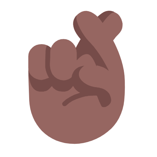 Microsoft design of the crossed fingers: medium-dark skin tone emoji verson:Windows-11-23H2