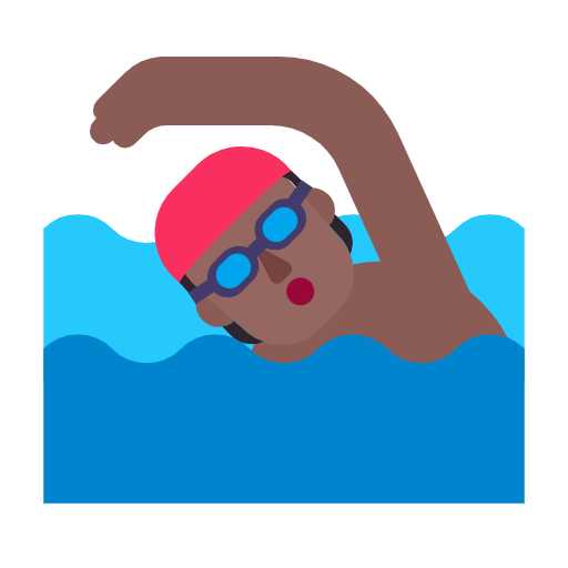 Microsoft design of the person swimming: medium-dark skin tone emoji verson:Windows-11-23H2