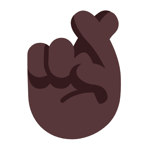 Microsoft design of the crossed fingers: dark skin tone emoji verson:Windows-11-23H2