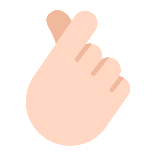 Microsoft design of the hand with index finger and thumb crossed: light skin tone emoji verson:Windows-11-23H2