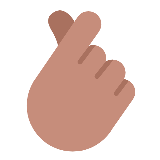 Microsoft design of the hand with index finger and thumb crossed: medium skin tone emoji verson:Windows-11-23H2