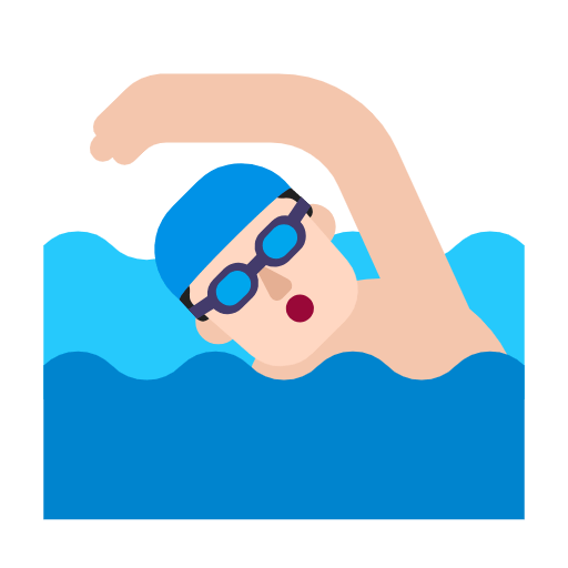Microsoft design of the man swimming: light skin tone emoji verson:Windows-11-23H2