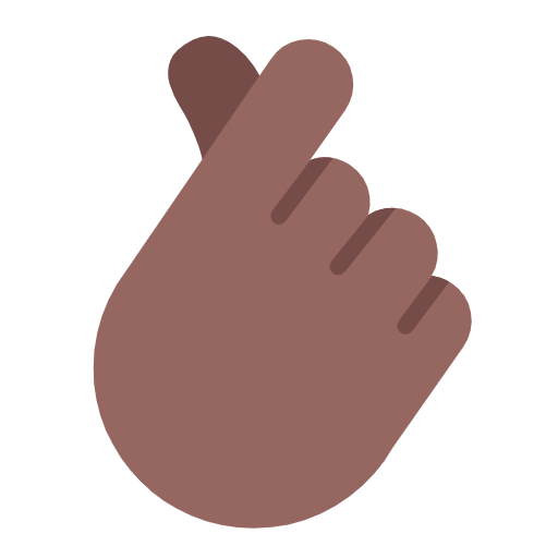 Microsoft design of the hand with index finger and thumb crossed: medium-dark skin tone emoji verson:Windows-11-23H2