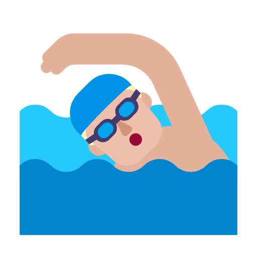 Microsoft design of the man swimming: medium-light skin tone emoji verson:Windows-11-23H2