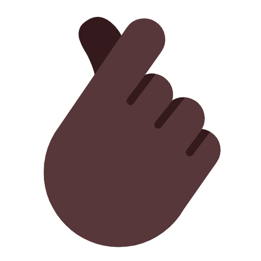 Microsoft design of the hand with index finger and thumb crossed: dark skin tone emoji verson:Windows-11-23H2