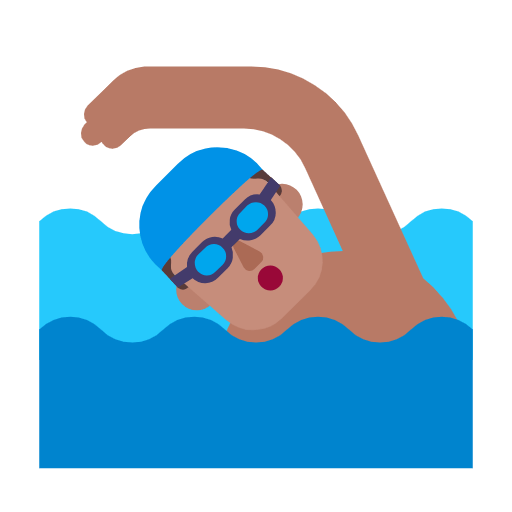 Microsoft design of the man swimming: medium skin tone emoji verson:Windows-11-23H2