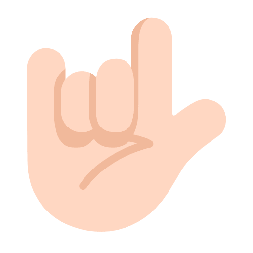 Microsoft design of the love-you gesture: light skin tone emoji verson:Windows-11-23H2