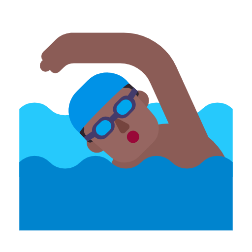 Microsoft design of the man swimming: medium-dark skin tone emoji verson:Windows-11-23H2