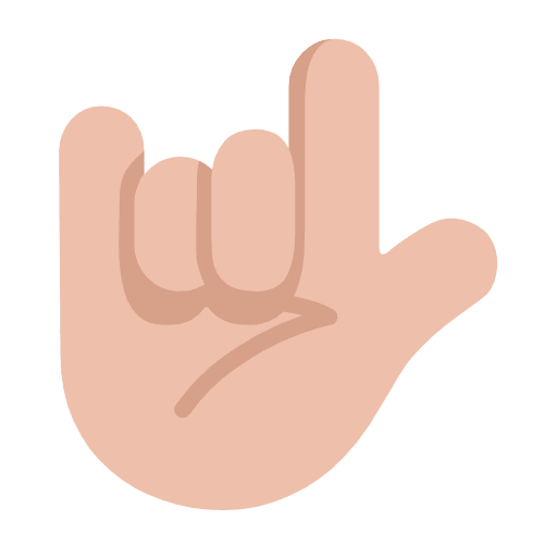 Microsoft design of the love-you gesture: medium-light skin tone emoji verson:Windows-11-23H2