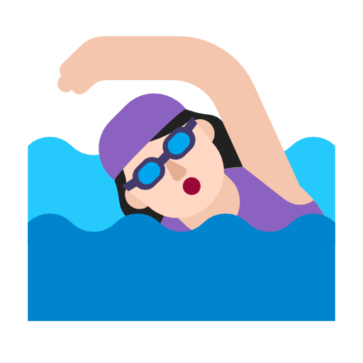 Microsoft design of the woman swimming: light skin tone emoji verson:Windows-11-23H2
