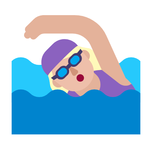 Microsoft design of the woman swimming: medium-light skin tone emoji verson:Windows-11-23H2