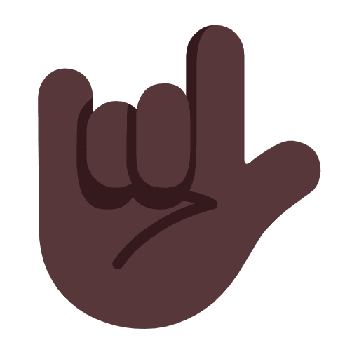 Microsoft design of the love-you gesture: dark skin tone emoji verson:Windows-11-23H2