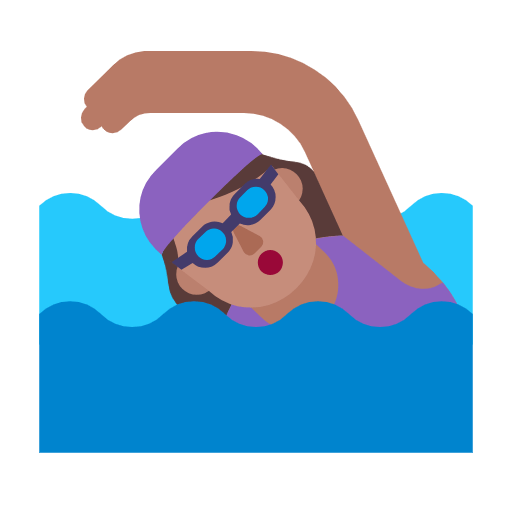 Microsoft design of the woman swimming: medium skin tone emoji verson:Windows-11-23H2