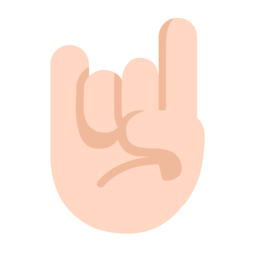 Microsoft design of the sign of the horns: light skin tone emoji verson:Windows-11-23H2