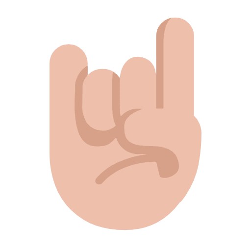 Microsoft design of the sign of the horns: medium-light skin tone emoji verson:Windows-11-23H2