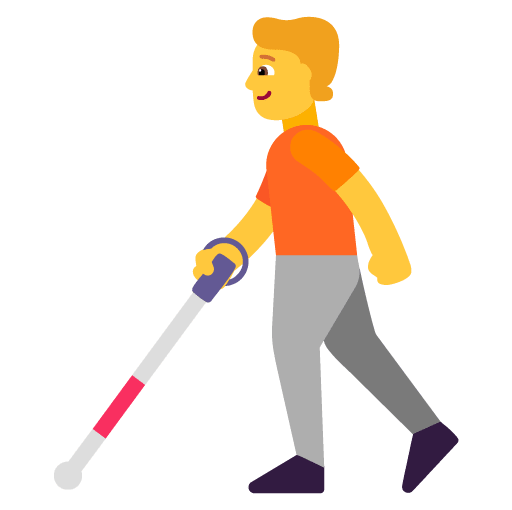 Microsoft design of the person with white cane emoji verson:Windows-11-22H2