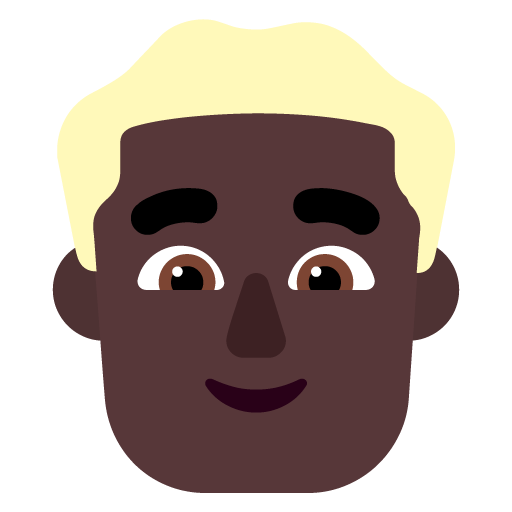 Microsoft design of the man: dark skin tone blond hair emoji verson:Windows-11-22H2