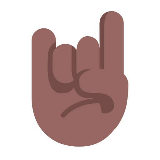 Microsoft design of the sign of the horns: medium-dark skin tone emoji verson:Windows-11-23H2