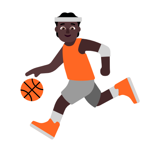 Microsoft design of the person bouncing ball: dark skin tone emoji verson:Windows-11-23H2
