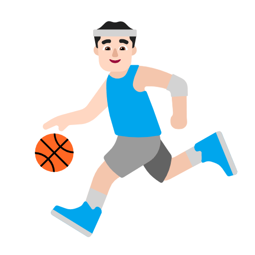 Microsoft design of the man bouncing ball: light skin tone emoji verson:Windows-11-23H2