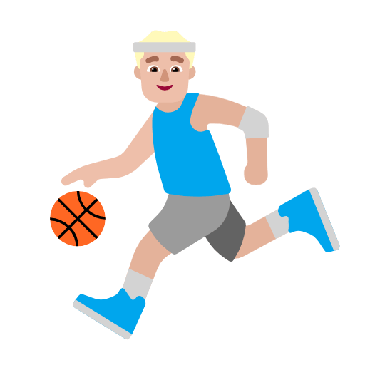 Microsoft design of the man bouncing ball: medium-light skin tone emoji verson:Windows-11-23H2